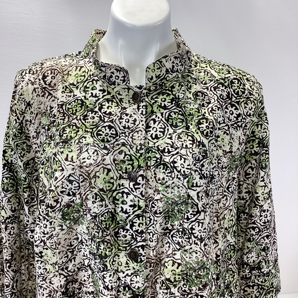 Cj Banks Patterned Button Down Shirt Lagenlook Li… - image 7